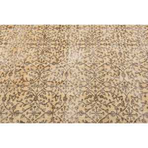 พรมขนาด 5.3x8.9 ฟุต, พรมตุรกีโบราณ, พรมลายดอกไม้สีน้ำตาล - Product Image 5