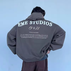 Sweat à capuche en éponge française 100% coton épais pour homme Streetwear surdimensionné avec strass et logo personnalisé Pull imprimé en 3D 2025 - Product Image 1
