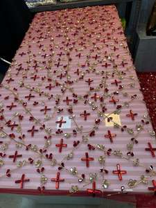 Luxury Designer Embroidery French Tulle Lace Fabric Nonwoven Wedding Rhinestone Eco-Friendly Handmade High Quality Customizable - Product Image 3