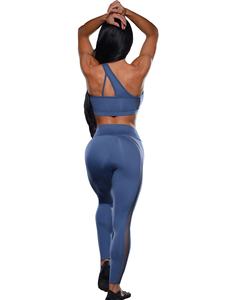 Ensemble de yoga pour femmes, ensemble 2 pièces uni, devant uni, spandex/coton, vêtements de sport confortables, vêtements d'entraînement extensibles, tissu respirant, haute qualité - Product Image 3