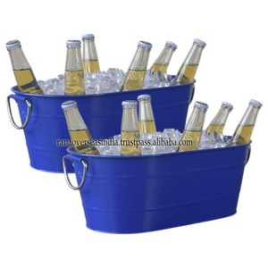 Huge Demand Best Quality Set of 2 Oval Shape <b>Ice</b> <b>Beverage</b> <b>Tub</b> Top Quality Metal <b>Beverage</b> <b>Tub</b> With Handle for Party at Sale Price - Product Image 3