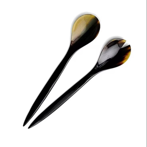 Nuevo diseño único, cuerno de vaca de Búfalo, cuchara, tenedor, juego de servidor de ensalada con logotipo personalizado, vajilla, cuchara, tenedor, cubiertos, juegos de vajilla - Product Image 1