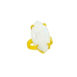 Anillo de Piedra Lunar Arcoíris de Latón Hecho a Mano, Chapado en Oro con Engaste Invisible, Joyería de Piedras Preciosas para Hombre para Uso Diario - Product Image 1