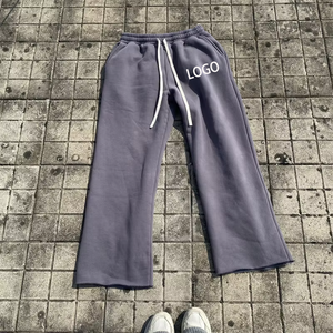 Pantalones de chándal extragrandes de lana de algodón personalizados, pantalones holgados de pierna recta para hombre, pantalones de chándal lavados Vintage para hombre - Product Image 4