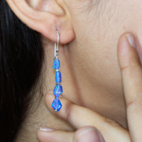 Boucles d'oreilles pendantes vintage en opale éthiopienne bleue flamboyante, en argent Tai plaqué or 14 carats, certifiées par un tiers, unisexe