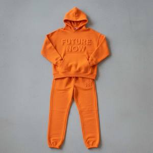 Ensemble de survêtement deux pièces pour femme en coton épais de haute qualité, coupe ajustée, personnalisable avec logo 3D, sweat à capuche et pantalon de survêtement lumineux - Product Image 4