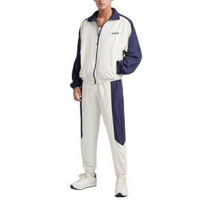 Chándal personalizado con su propio logotipo para hombre, conjunto de chaqueta y pantalones de bloque de color con chándal con logotipo personalizado para hombre - Product Image 5