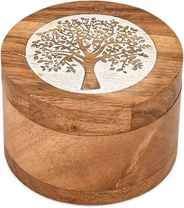 Urnas redondas de madera de nuevo diseño para cenizas humanas disponibles a precio mayorista del exportador indio - Product Image 5