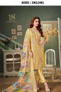 นักออกแบบล่าสุดการลําดับงานเย็บปักถักร้อยผ้าไหมเทียม Georgette ทํางาน Kurti ตั้งโดย Fab Zone - Product Image 3