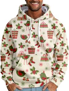 Sudadera con Capucha Navideña para Hombre, Tallas Grandes, de Algodón Jersey Ligero, con Diseño Gráfico Feo de Navidad y Bolsillo, Estilo Casual - Product Image 6