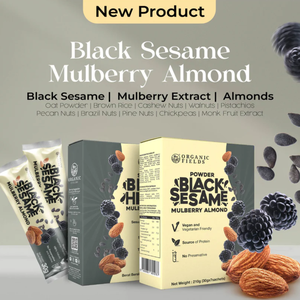 ORGANIC FIELDS Mezcla de Sésamo Negro, Morera y Almendras en Polvo 210 g Bajo en Carbohidratos, Apto para Veganos, en Bolsa - Product Image 3