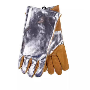 Gants de travail en cuir aluminisé industriel à haute température avec doublure en polaire Gant de sécurité de soudage confortable et résistant à la chaleur - Product Image 4