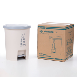 Hokori ถังขยะทรงกลมแบบมีที่จับ12L เก็บของพลาสติกเฟอร์นิเจอร์สมัยใหม่กลางแจ้ง - Product Image 3