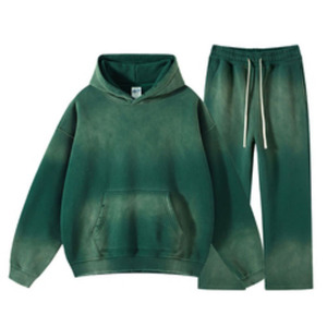 ชุดวอร์มผ้าฝ้ายสไตล์วินเทจชุดวอร์มซักด้วยกรดสำหรับฤดูหนาวใส่ได้ทั้งชายและหญิงชุดใส่ไป100% โลโก้ได้ตามต้องการ - Product Image 3