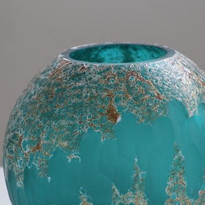 <span class=keywords><strong>Vasi</strong></span> in Vetro Soffiato a Bocca Bixuan <span class=keywords><strong>Turchese</strong></span>, Smerigliati con Texture Minerale Bronzo Antico, Portafiori per Casa e Hotel, Centrotavola - Product Image 6
