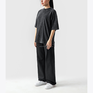 T-shirt personnalisé à épaules tombantes en coton respirant et durable, coupe oversize, effet délavé, style streetwear, fournisseur en gros OEM et marque privée - Product Image 6