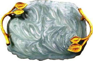 Plateau rectangulaire en résine avec poignées dorées, style marbre décoratif pour la maison par Decor World Expo - Product Image 6