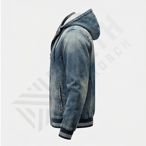 Veste d'hiver personnalisée pour homme et femme, bomber coupe-vent, design lettreman, col montant, options cuir et denim, fabrication haut de gamme - Product Image 3