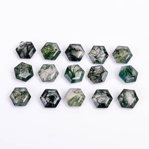 Agate mousse en forme d'hexagone Agate pierre précieuse en vrac pour la fabrication de bijoux cristal de guérison en vrac mousse hexagonale taille calibrée gemmes - Product Image 3