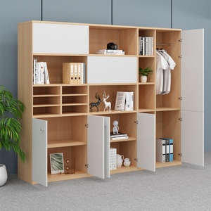 Armoire de rangement de bureau multifonctionnelle en bois minimaliste de style industriel avec portes et étagères ouvertes pour la maison, le bureau - Product Image 5