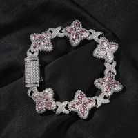 Bijoux pour femmes de luxe Hip Hop à la mode, chaîne de bracelet cubaine à maillons en diamant de laboratoire multicolores, certificat IGI, 14K