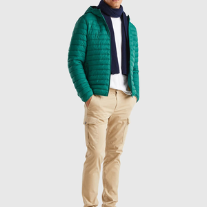 2025 Winter Collection Custom Stand Collar Zipper Puffer Jacket <b>Men</b> Casual Style Hot Selling Bubble Coat Canvas Hooded Front - Product Image 2