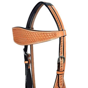 Nouvel Arrivage : Ensemble de Bridon et Têtière en Cuir Véritable pour Selle Western, Style Cowboy, Confortable et Durable pour l'Équitation - Product Image 1