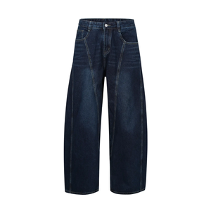 Pantalon en jean droit à jambe large et coupe ample avec logo personnalisé pour homme - Product Image 2