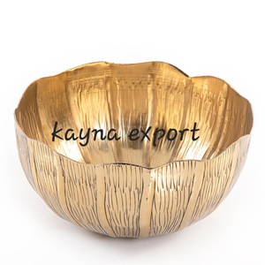 Handcrafted Aluminum Metal Texture Design Gold Color Modern Luxury <b>Disposable</b> Decorative Bowls for Wedding Event Birthday Party - Product Image 6