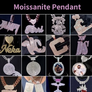 Personalizado de latón 5A Cubic Diamond nombre inicial Logo colgante Iced Out Hip Hop estilo moda colgantes y dijes - Product Image 3