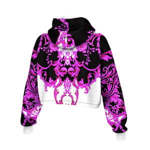 Drop Shoulder <b>Crop</b> <b>Top</b> <b>Hoodies</b> for Woman High Quality Sublimation Printing Youth Plus Size Knitted <b>Crop</b> <b>Top</b> <b>Hoodies</b> for Woman - Product Image 2