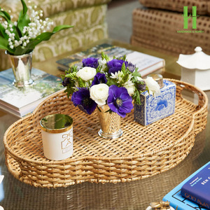 Bandeja de servicio de ratán elegante al por mayor para el desayuno bandeja decorativa de ratán tejida para mesa de centro mesa de comedor y decoración del hogar - Product Image 3