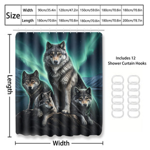 Custom Printed Waterproof Shower Shower <b>Curtain</b> for Bathroom Waterproof Polyester <b>with</b> <b>Hooks</b> - Product Image 4