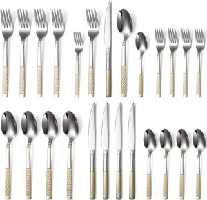 Haute qualité en acier inoxydable 24 pièces ensemble de couverts poignée décorative cuillère fourchette couteau ensemble avec étui vaisselle Durable salle à manger à la maison - Product Image 3
