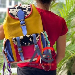 Sac à dos en cuir recyclé avec imprimé Animal, sac à dos en cuir pleine couleur - Product Image 1