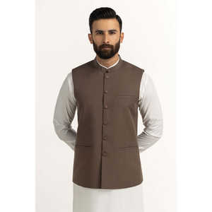 Chaleco Formal de Cuero para Hombre con Cuello Mao, Estilo Regular, WC-STY25-025, para Otoño, con Exterior de Lona y Poliéster - Product Image 3