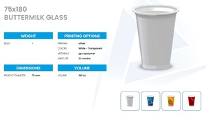 Vaso de Vidrio para Leche de Mantequilla de Estilo Europeo de 75x180 para Conservar la Frescura, para Uso Doméstico, por KCI Forign Trade - Product Image 2