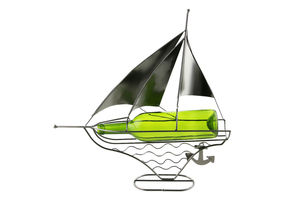 Fancy Single Wine Bottle Holder Fisherman In Boat of Metal Wine Bottle Rack Decoración Mesa de exhibición Artículos decorativos de escritorio - Product Image 6
