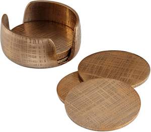 Antique Finish Brass <b>Coaster</b> Set With Modern Touch Perfect For Enhancing Home Dining Aesthetics And Table Surface Protection - Product Image 2