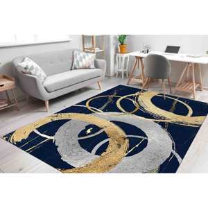 <b>Gold</b> and Silver Rings Rug: Contemporary Indoor/Outdoor Decor,With Pile Soft Rug - Product Image 2