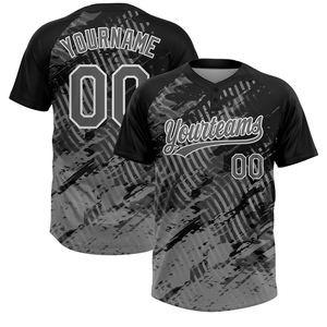 Nouvel arrivage de maillots de baseball unisexes de softball à motif 3D noir et blanc à deux boutons maillots de baseball en polyester à impression numérique respirants - Product Image 1