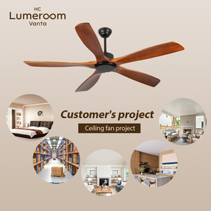 USA In Stock 60 Inch Solid Wood <b>Ceiling</b> <b>Fan</b> No Light 5 Blade Quiet DC Motor with <b>Remote</b> <b>Control</b> for Large Room - Product Image 3