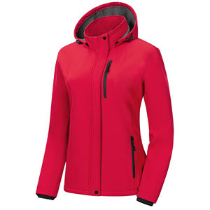 Nouvel arrivage de vestes d'extérieur coupe-vent à capuche imperméable à manches longues avec fermeture éclair avant vestes softshell pour femmes - Product Image 1
