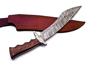Cuchillo fuerte de acero de Damasco de calidad superior para acampar al aire libre para cazadores, hermosos cuchillos Bowie con mango de hueso de madera - Product Image 3