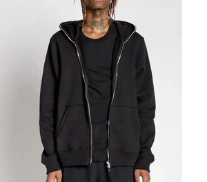 Prix de gros, OEM personnalisé, surdimensionné, lourd, tissu épais, poignets irréguliers, articles de mode, style tout-en-un, sweat à capuche zippé - Product Image 2