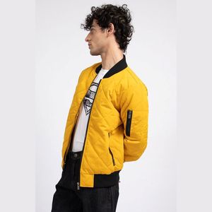 Venta caliente personalizado estilo fresco 100% poliéster invierno amarillo bombardero chaquetas béisbol bombardero cuero Varsity chaquetas para hombres - Product Image 1