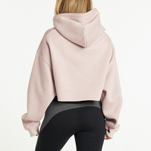 Sudadera con capucha corta de manga larga con logotipo estampado, sudaderas con cordón, Sudadera con capucha corta para mujer - Product Image 4