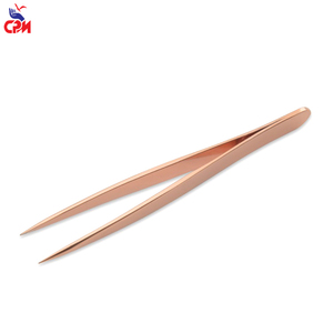 Juego de pinzas para extensión de pestañas en oro rosa personalizadas, herramientas aplicadoras de pestañas de precisión para uso profesional en salones. - Product Image 4