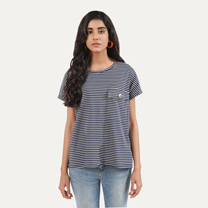 T-shirts à manches courtes rayés de haute qualité pour femmes été respirant coupe ample Logo personnalisé et Service OEM écologique - Product Image 1