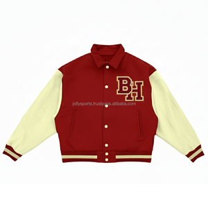 Chaqueta universitaria 420 GSM, tela de lana, Mangas de cuero crema, Parche de chenilla, diseño de logotipo bordado personalizado, chaquetas universitarias para mujer - Product Image 1